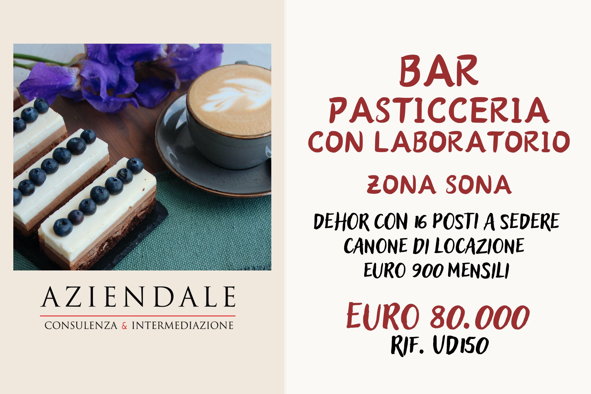 PASTICCERIA CON LABORATORIO E PLATEATICO – ARREDATA NUOVA