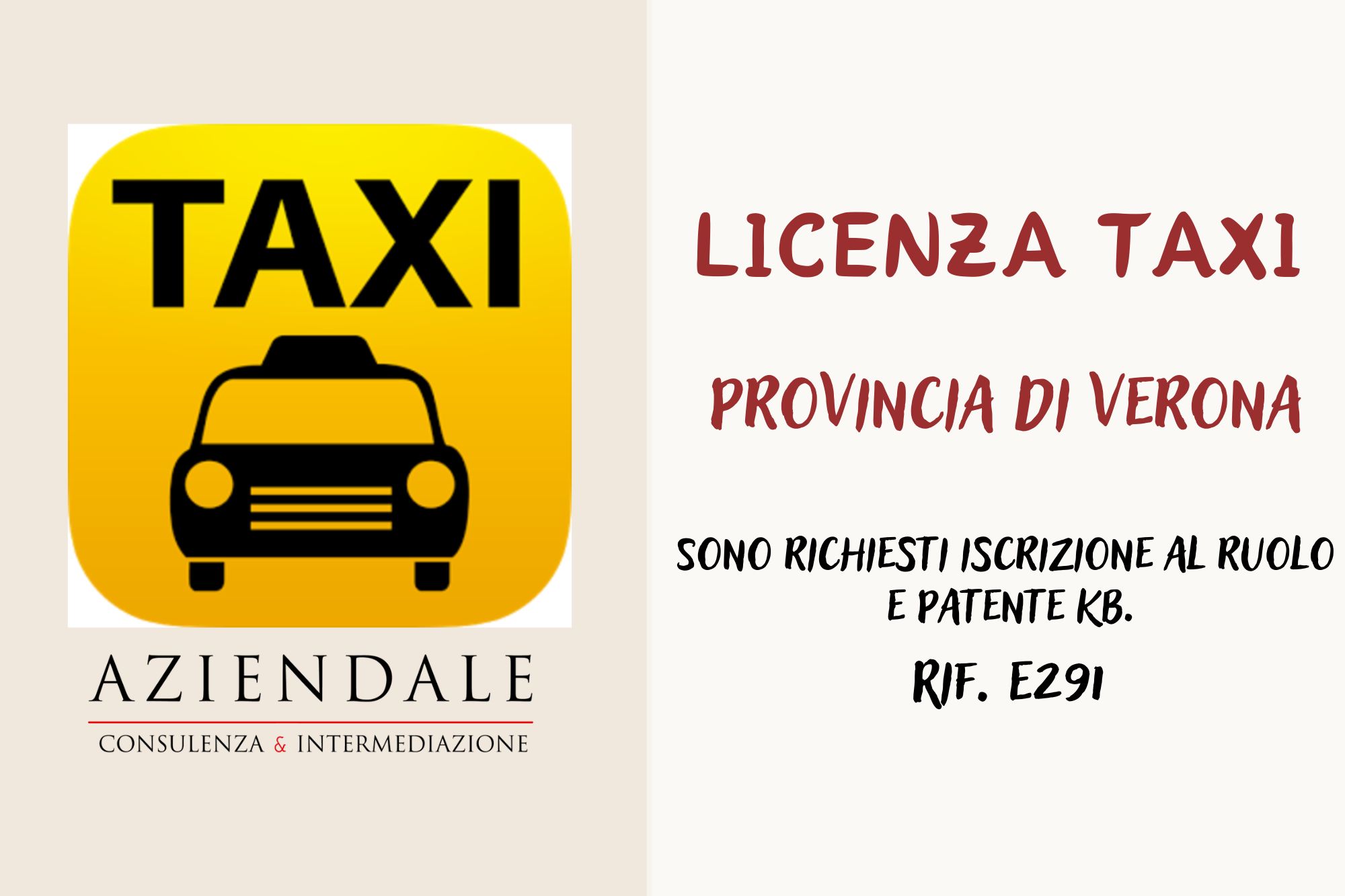 LICENZA TAXI PROVINCIA VERONA