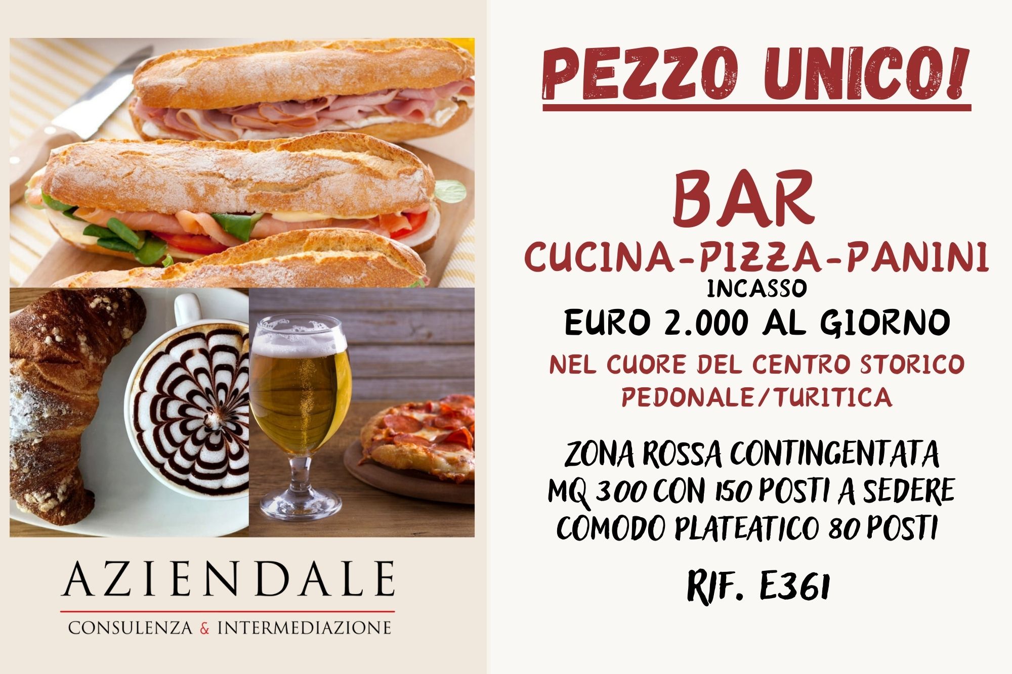 BAR CON PIZZA E CUCINA-TURISTICO € 2.000 GIORNO