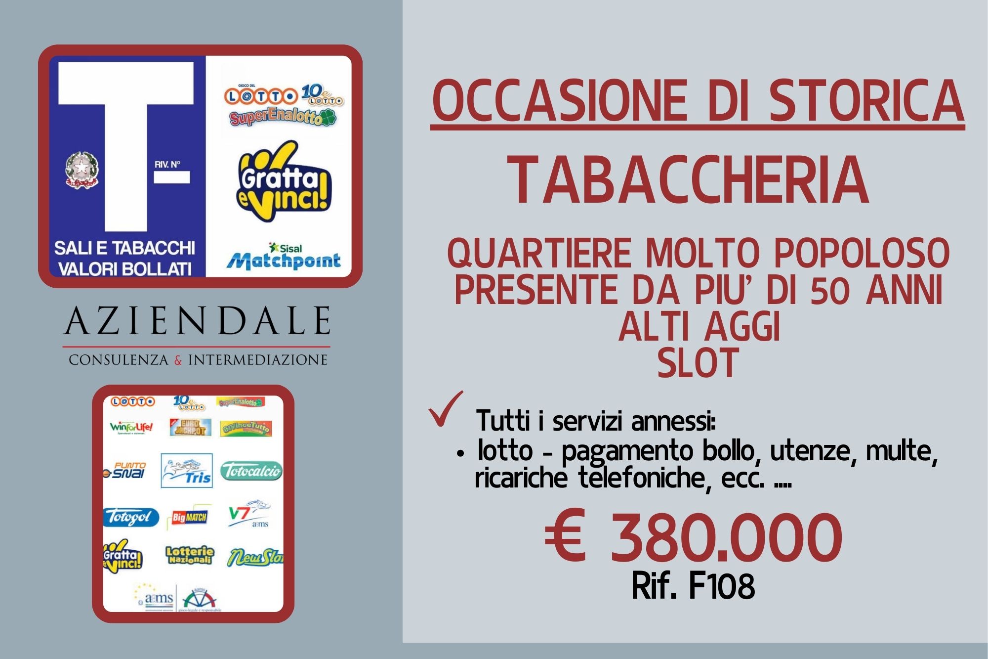 TABACCHERIA ALTI AGGI – SLOT – QUARTIERE POPOLOSO