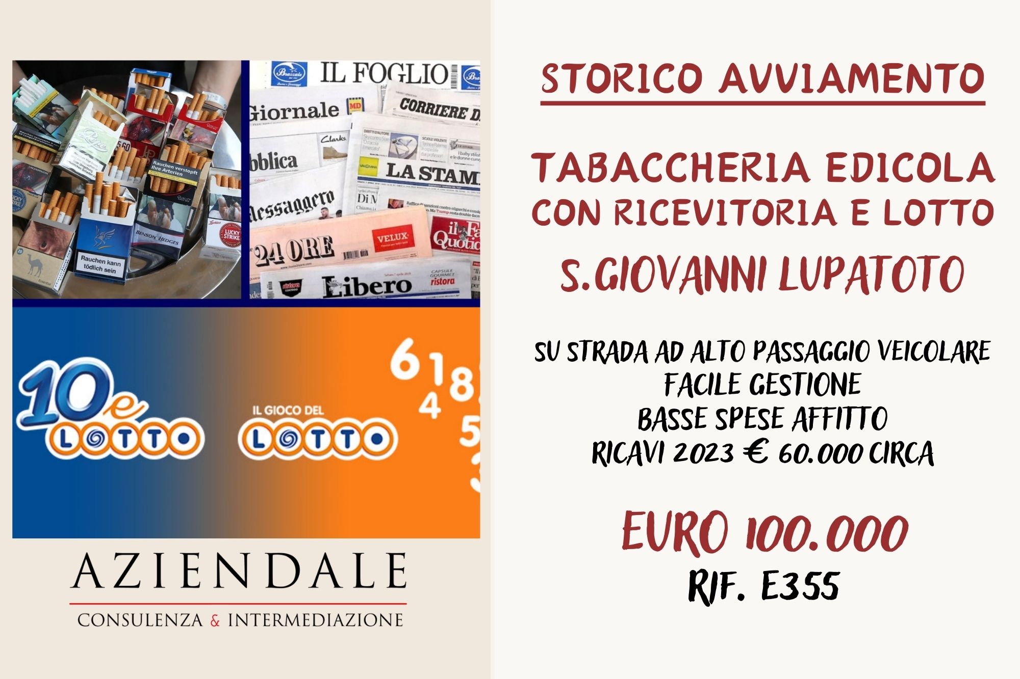 STORICO AVVIAMENTO TABACCHERIA/RICEVITORIA/EDICOLA