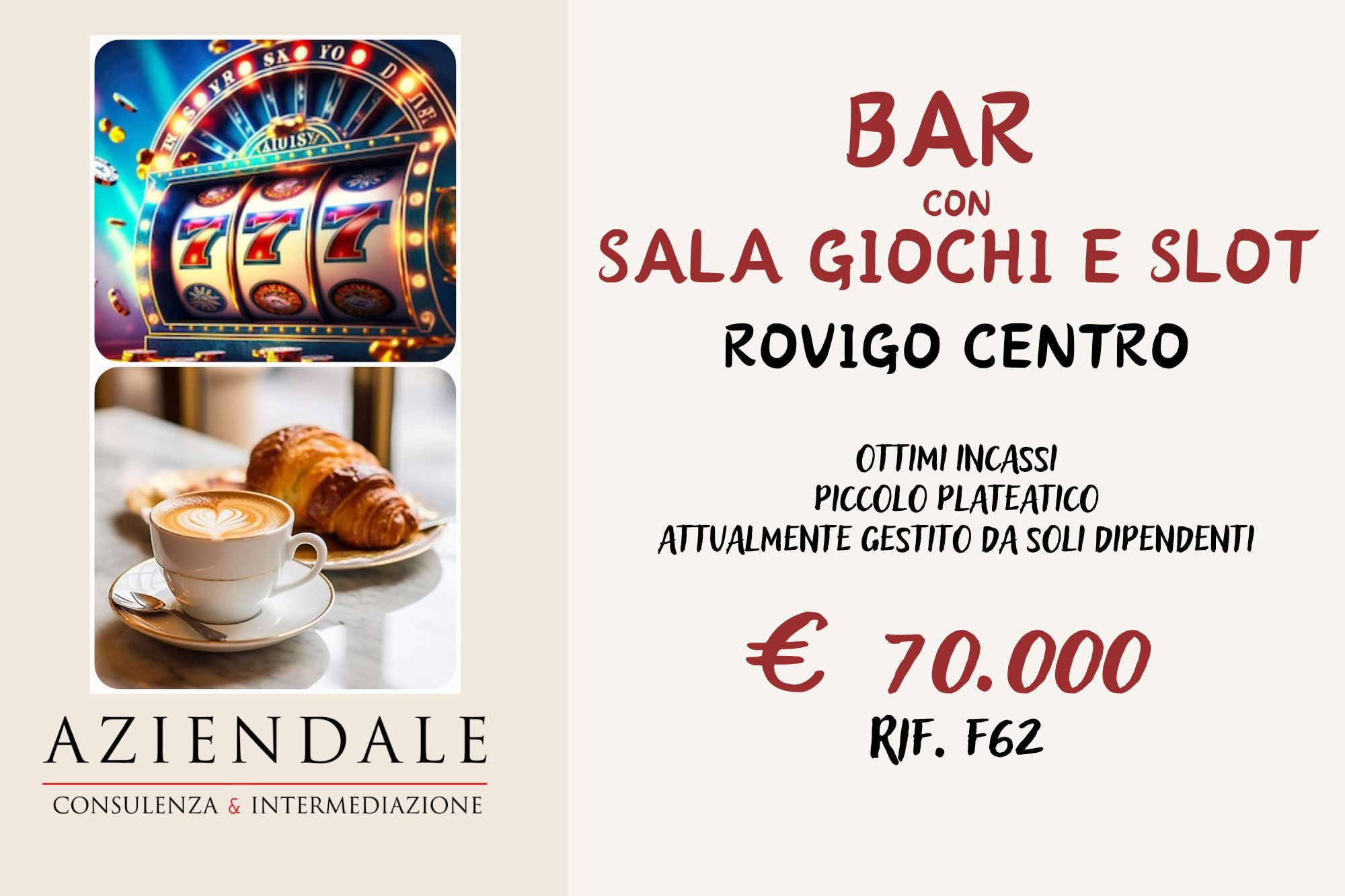 BAR CON SALA SLOT IN CENTRO A ROVIGO