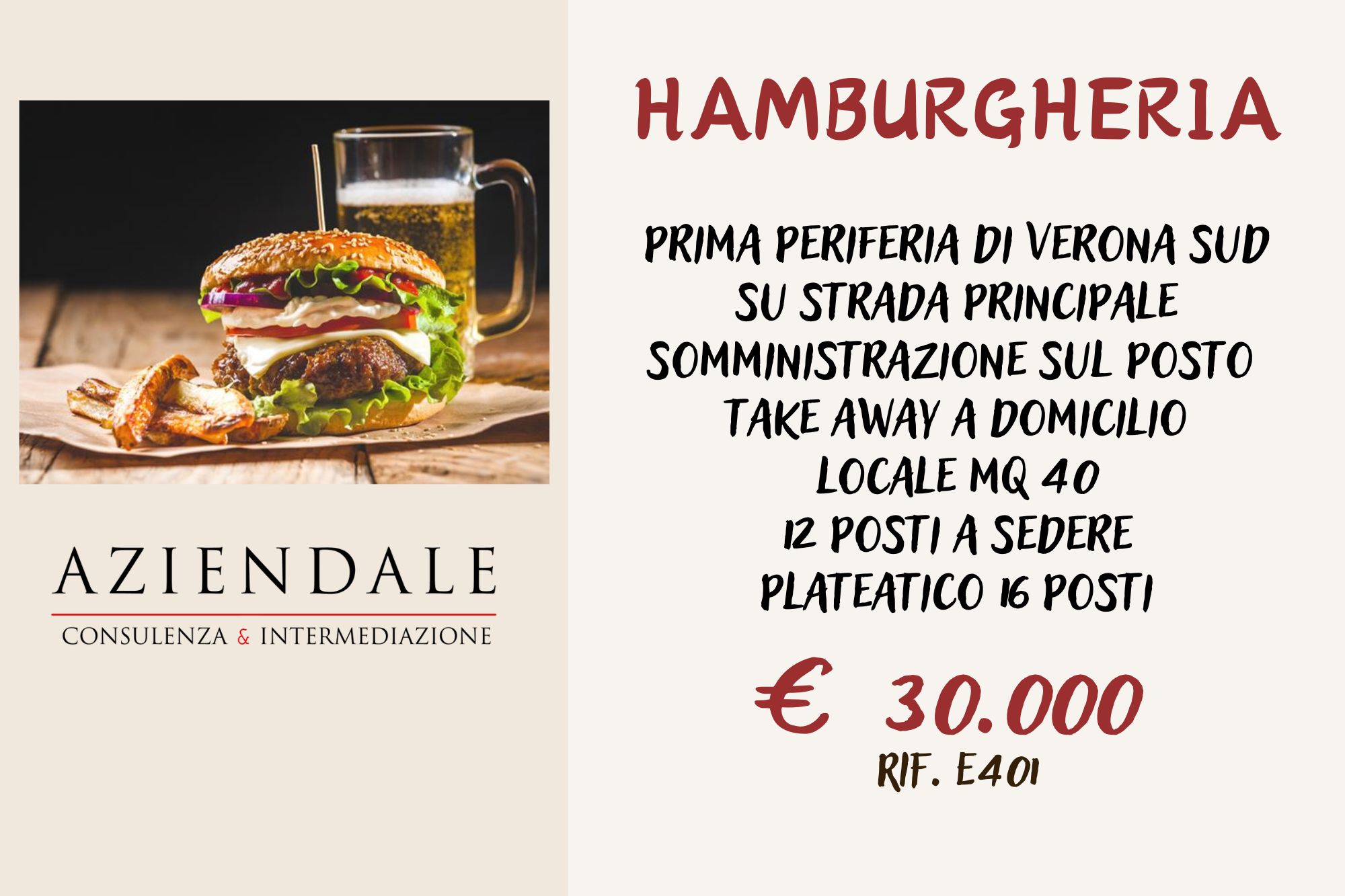 HAMBURGHERIA CON POSTI A SEDERE