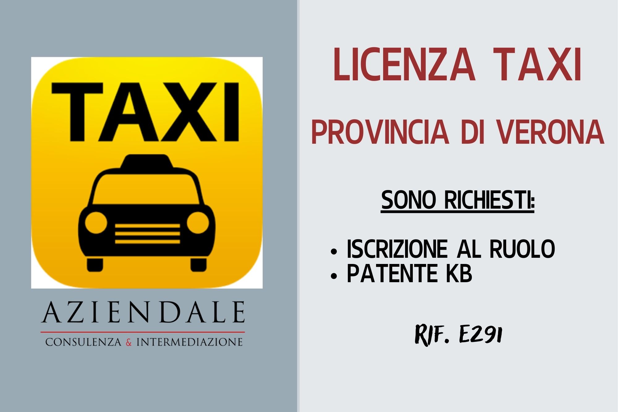 LICENZA TAXI PROVINCIA VERONA