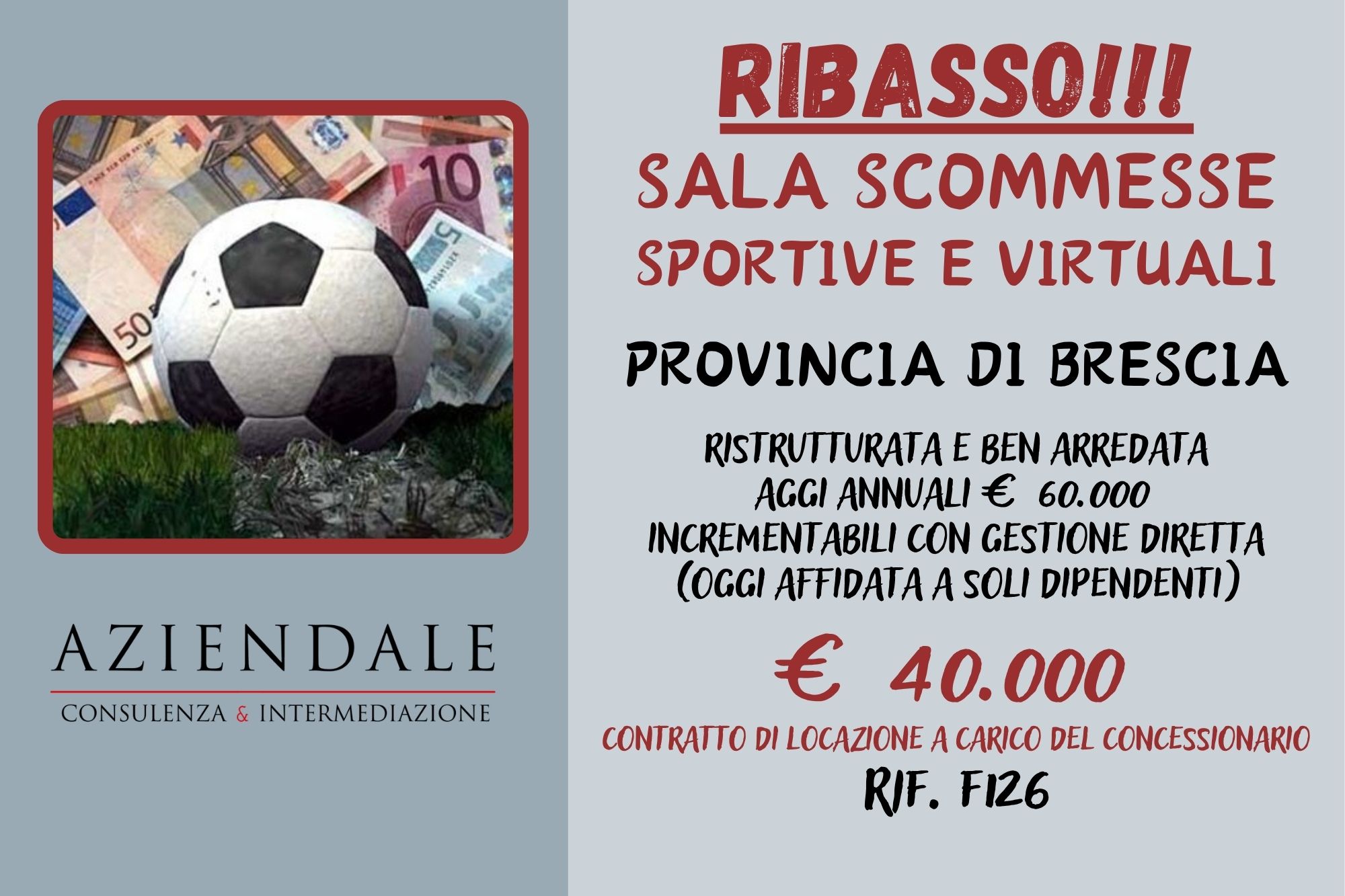 AFFARE! SALA SCOMMESSE-CONTRATTO A CARICO DEL CONCESSIONARIO