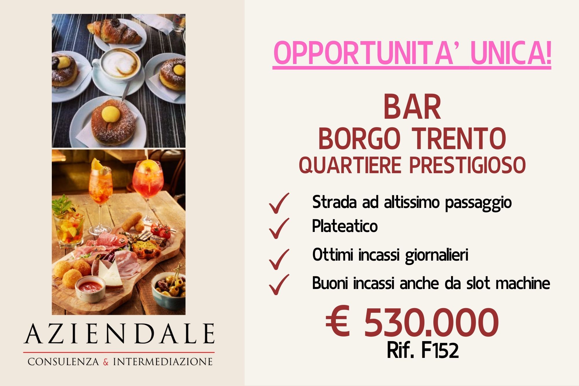 OPPORTUNITA’ UNICA! STORICO BAR IN PRESTIGIOSO QUARTIERE