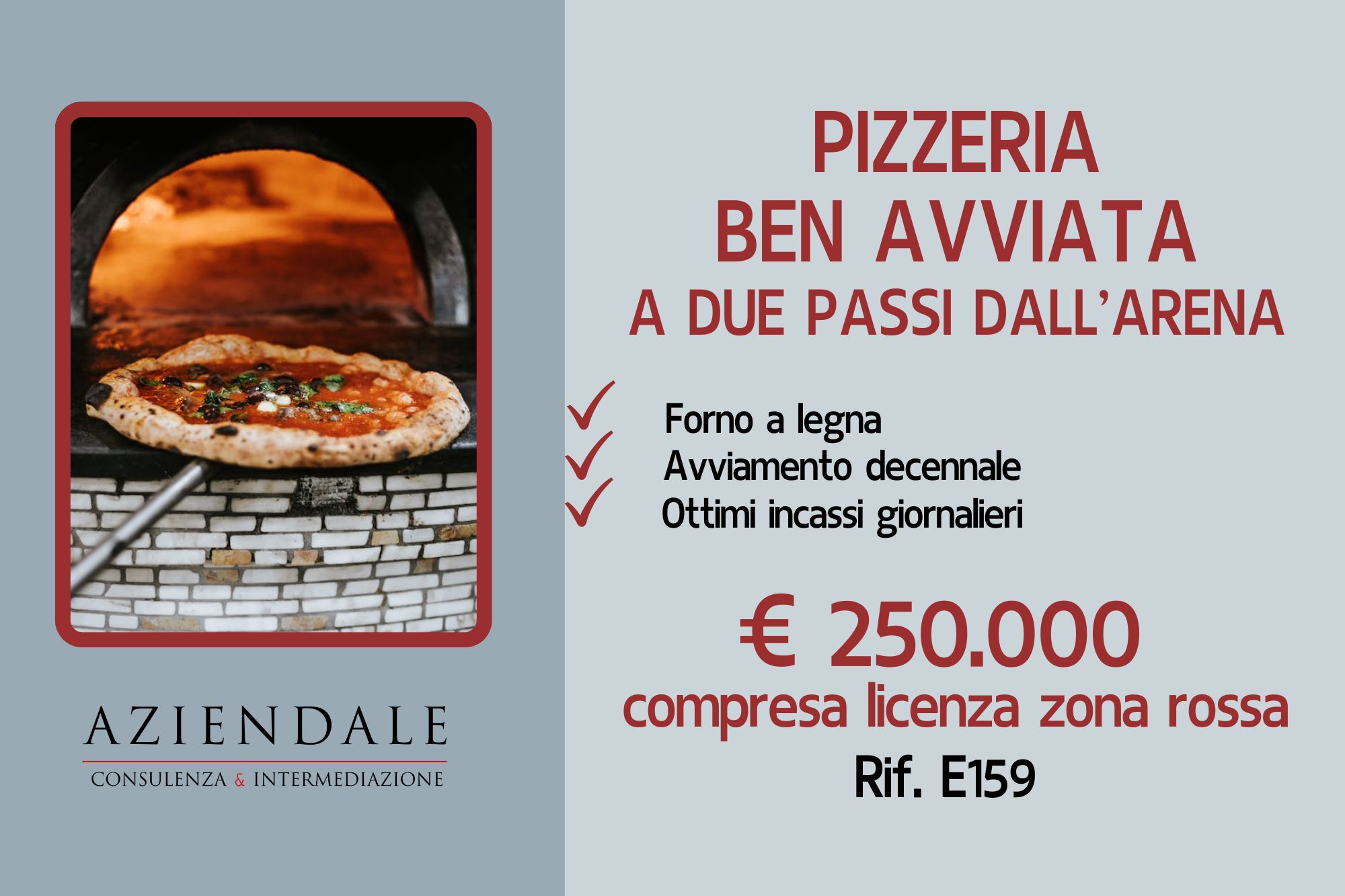 PIZZERIA ALTI INCASSI CENTRO STORICO