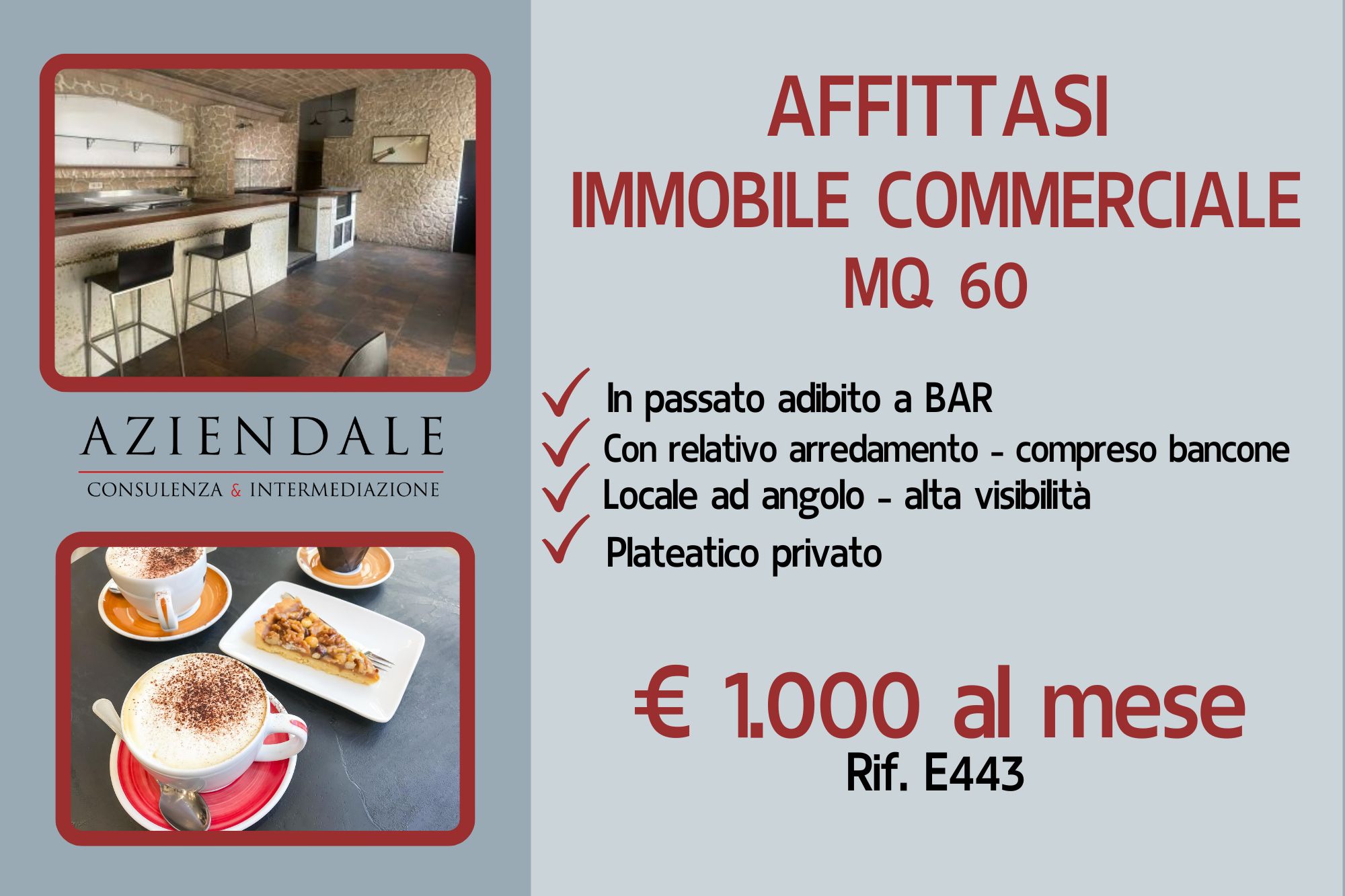 LOCALE COMMERCIALE MQ 60 IN PASSATO ADIBITO A BAR