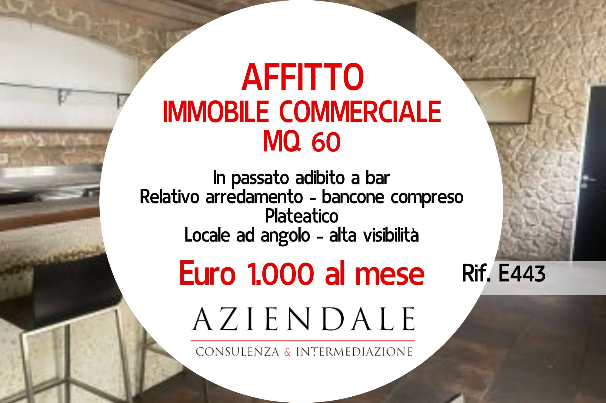 Locale commerciale Mq 60 in passato adibito a bar