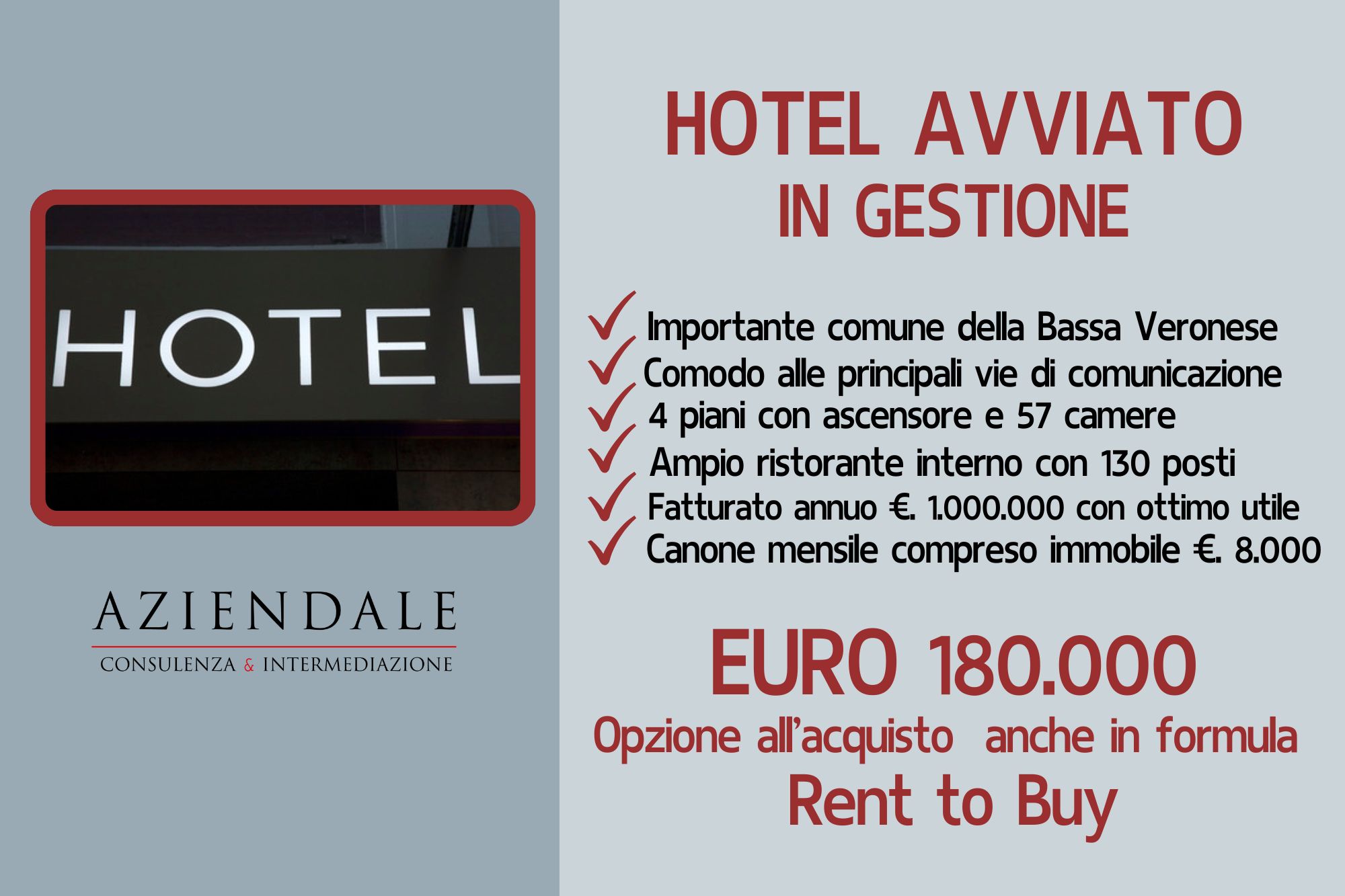 HOTEL AVVIATO IN GESTIONE