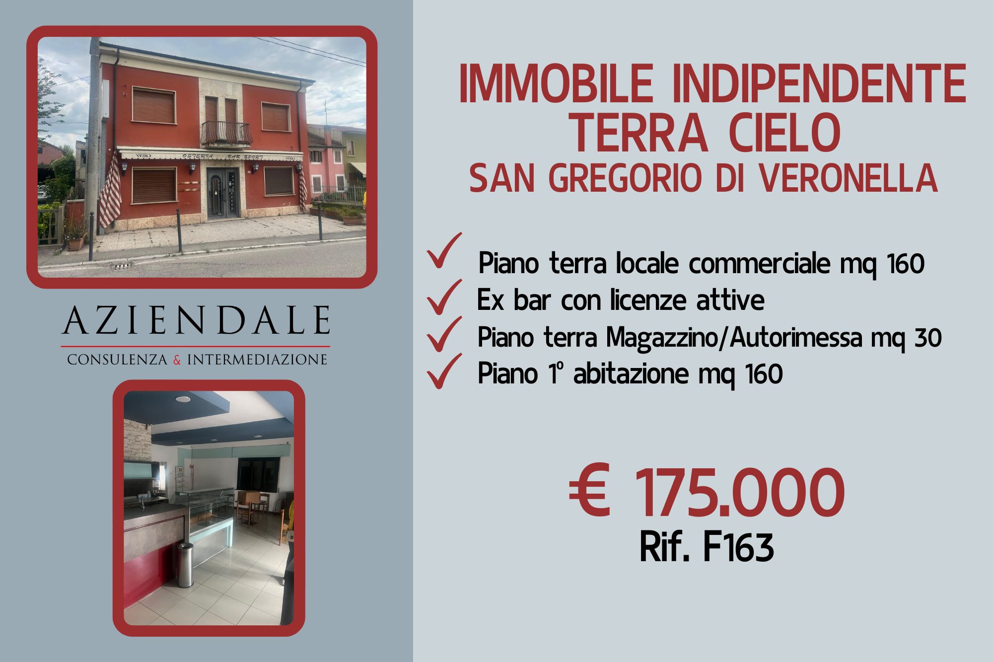IMMOBILE INDIPENDENTE CON ATTIVITA’ AL PIANO TERRA