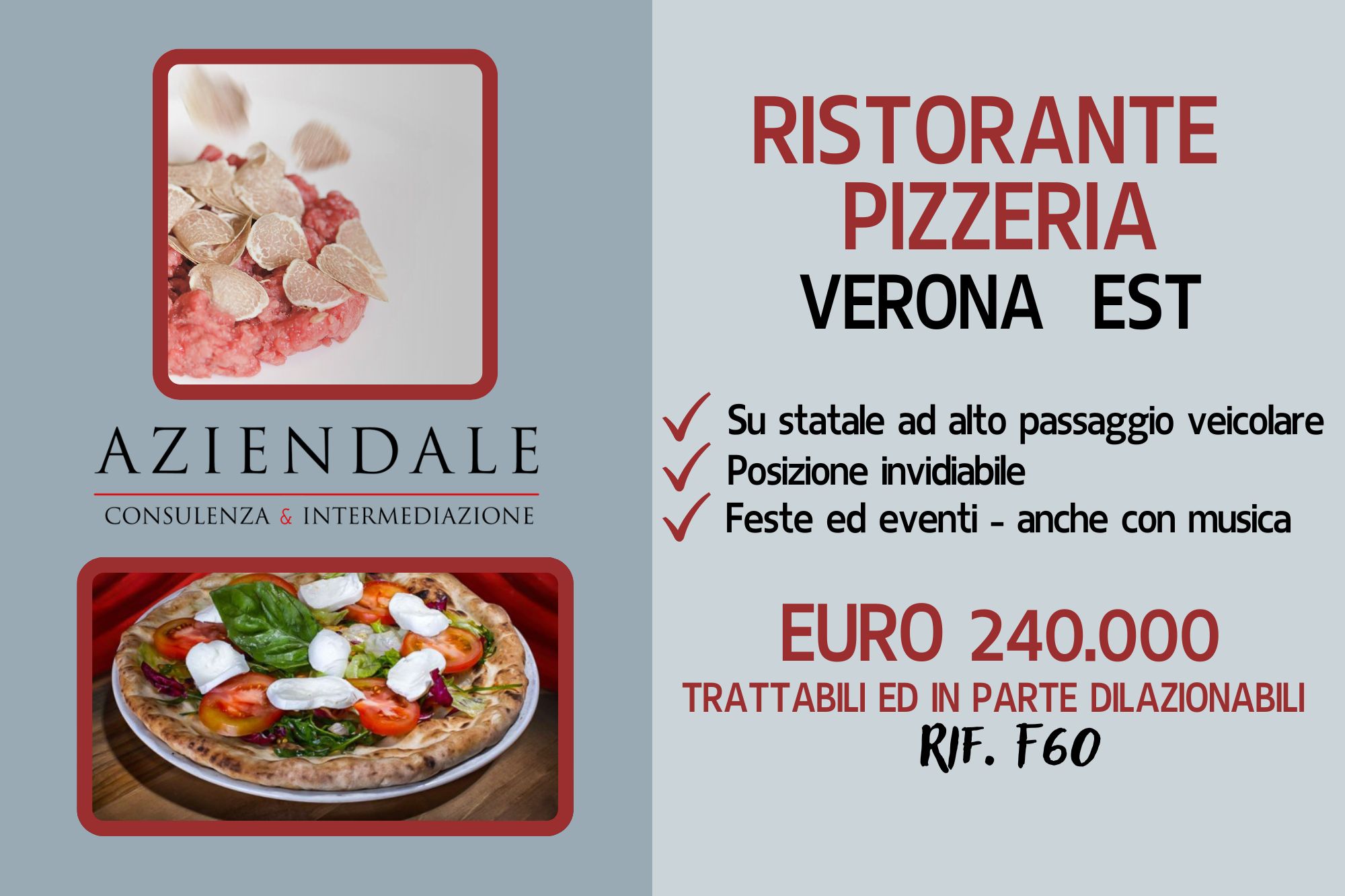 RISTORANTE PIZZERIA AMPIA METRATURA – POSIZIONE INVIDIABILE