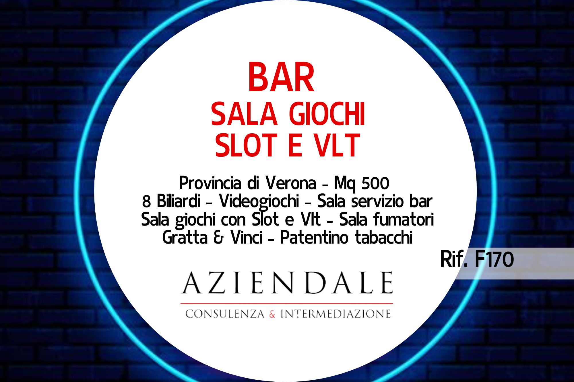 Bar con sala slot di oltre 500 mq – tutto vetrinato