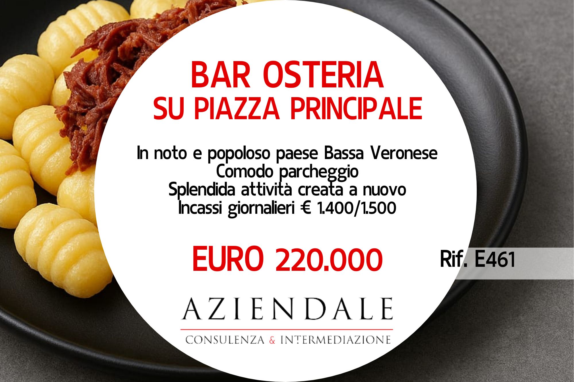 Bar Osteria con cucina  – € 1.400/1.500 giorno